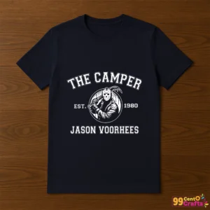 Jason Voorhees SVG design printed on a black T-shirt mockup