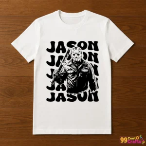 T-shirt mockup featuring Jason Voorhees Halloween SVG design print