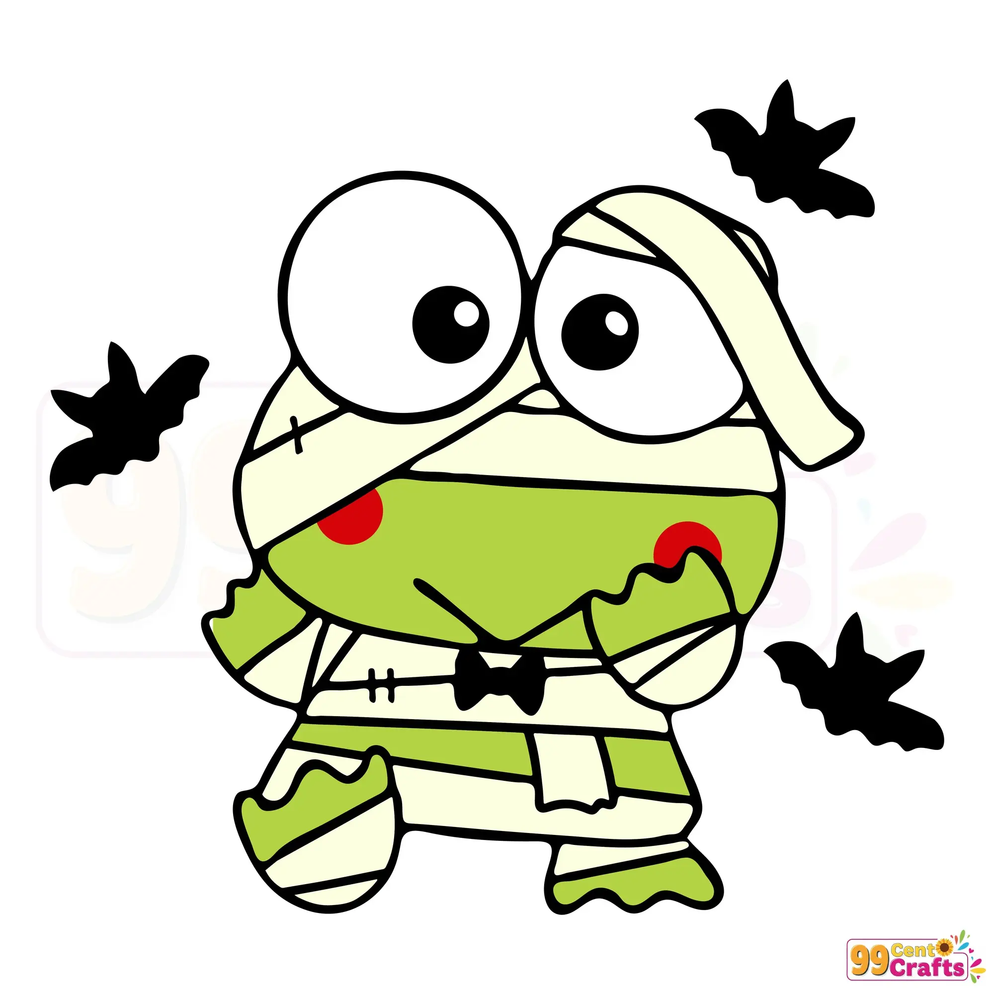 Keroppi Mummy Sanrio Halloween SVG cut file design showing cute frog character wrapped in bandages