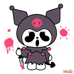 Kuromi Ghostface Scream SVG digital design featuring Sanrio character in horror movie mask for Halloween crafts