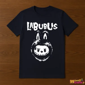 Labubu grunge design printed on t-shirt mockup showing edgy distressed style for apparel crafting
