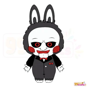 Labubu Jigsaw Halloween SVG design featuring scary puppet costume graphics for Cricut crafts and digital cutting