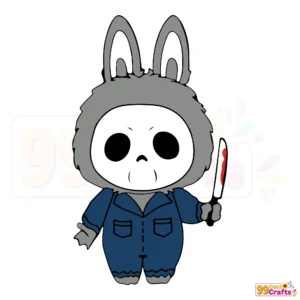 Labubu Michael Myers Halloween SVG design file for Cricut and Silhouette cutting machines