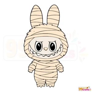 Labubu Mummy Halloween SVG design featuring cute wrapped costume character perfect for Cricut crafts and DIY projects