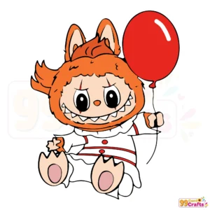 Labubu Pennywise Halloween SVG design featuring creepy clown character for Cricut crafting projects