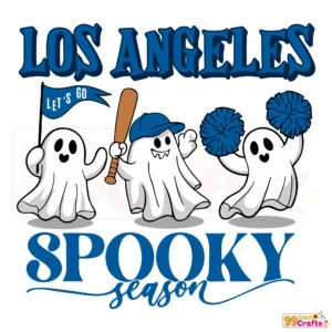 Los Angeles Dodgers Spooky Season SVG design with Halloween themed baseball graphics for Cricut and Silhouette cutting