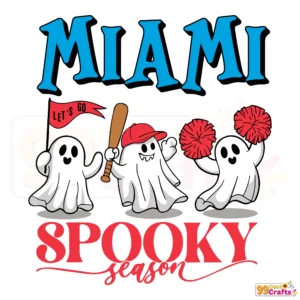 Miami Marlins Spooky Season Halloween SVG design featuring team logo with spooky elements for crafting projects
