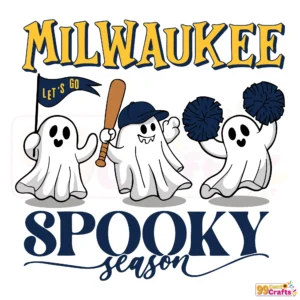 Milwaukee Brewers spooky season Halloween SVG design with ghost baseball theme for cutting machines