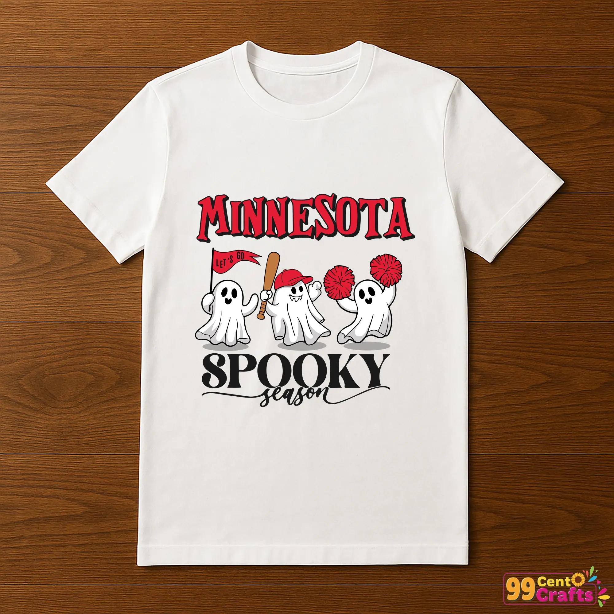 Minnesota Twins spooky season ghost Halloween design printed on t-shirt mockup showing baseball team spirit