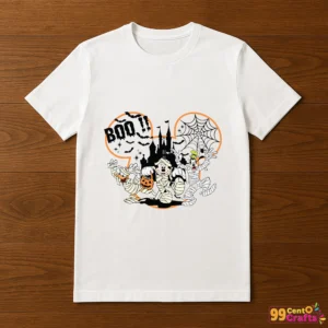 T-shirt with Mummy Mickey Mouse Halloween design printed on front