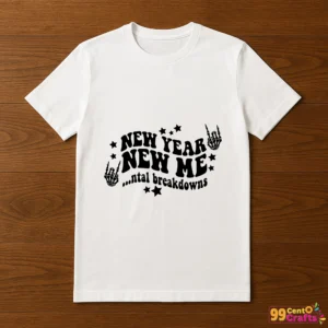 T-shirt mockup featuring New Year New Me Mental Breakdowns funny mental health design