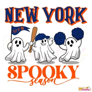 New York Mets Halloween SVG design featuring spooky baseball elements for Cricut cutting machines