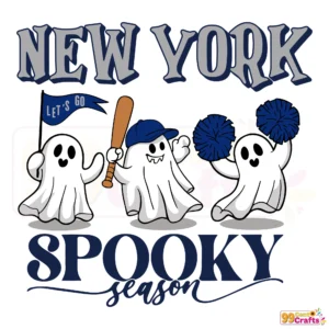 New York Yankees ghost Halloween SVG design with spooky baseball theme for crafting and apparel