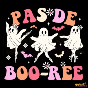 Pas De Boo-rée Halloween ballet dancer SVG design showing spooky ballerina silhouette for crafting and cutting machines