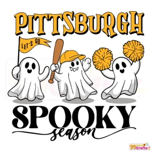 Pittsburgh Pirates spooky season baseball SVG design with Halloween themed graphics for crafting projects