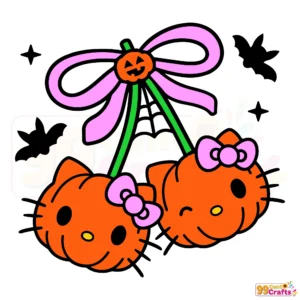 Pumpkin Cherry Hello Kitty SVG cut file design for Cricut and Silhouette cutting machines