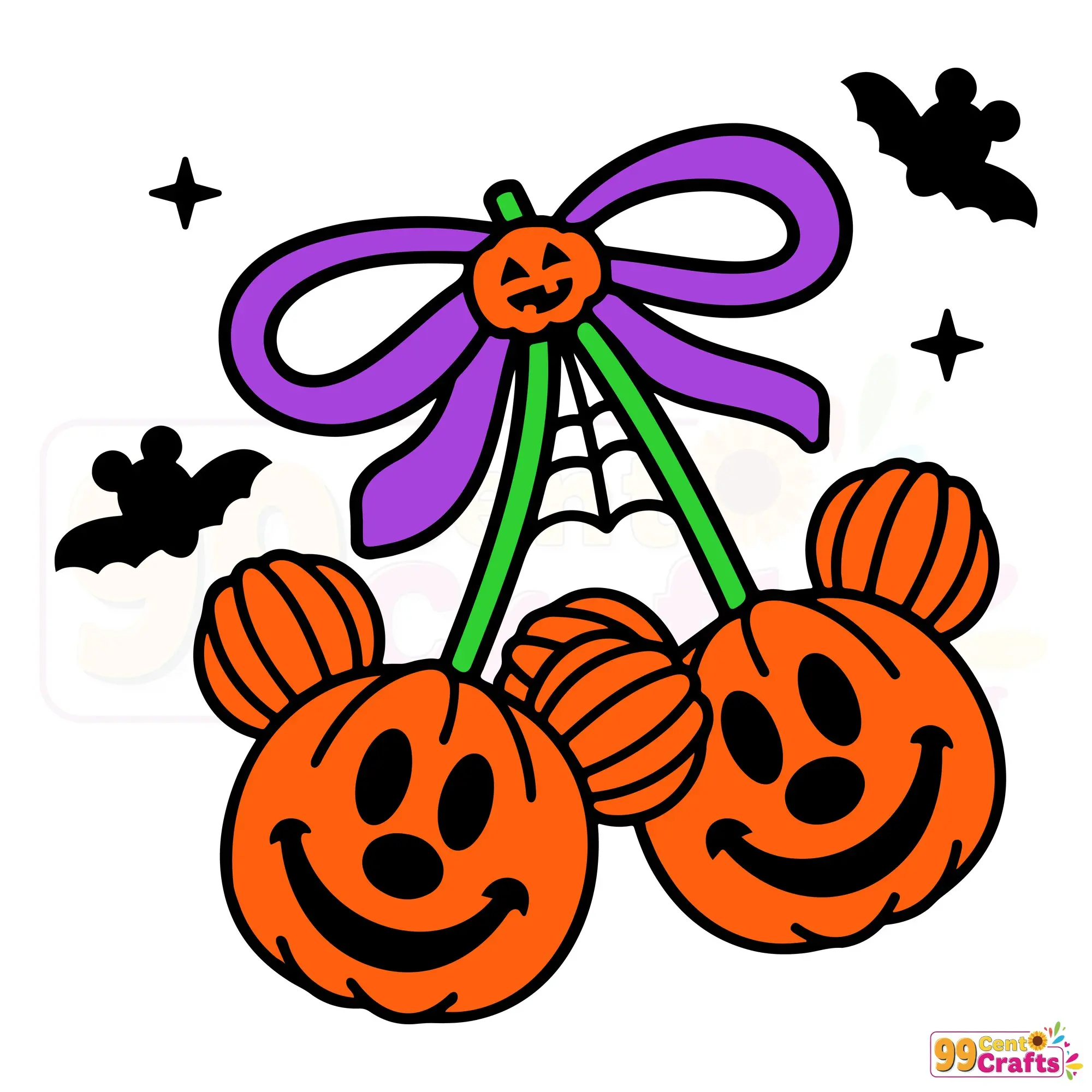 Pumpkin Cherry Mickey SVG design showing Disney-inspired Halloween craft file for Cricut and Silhouette cutting machines