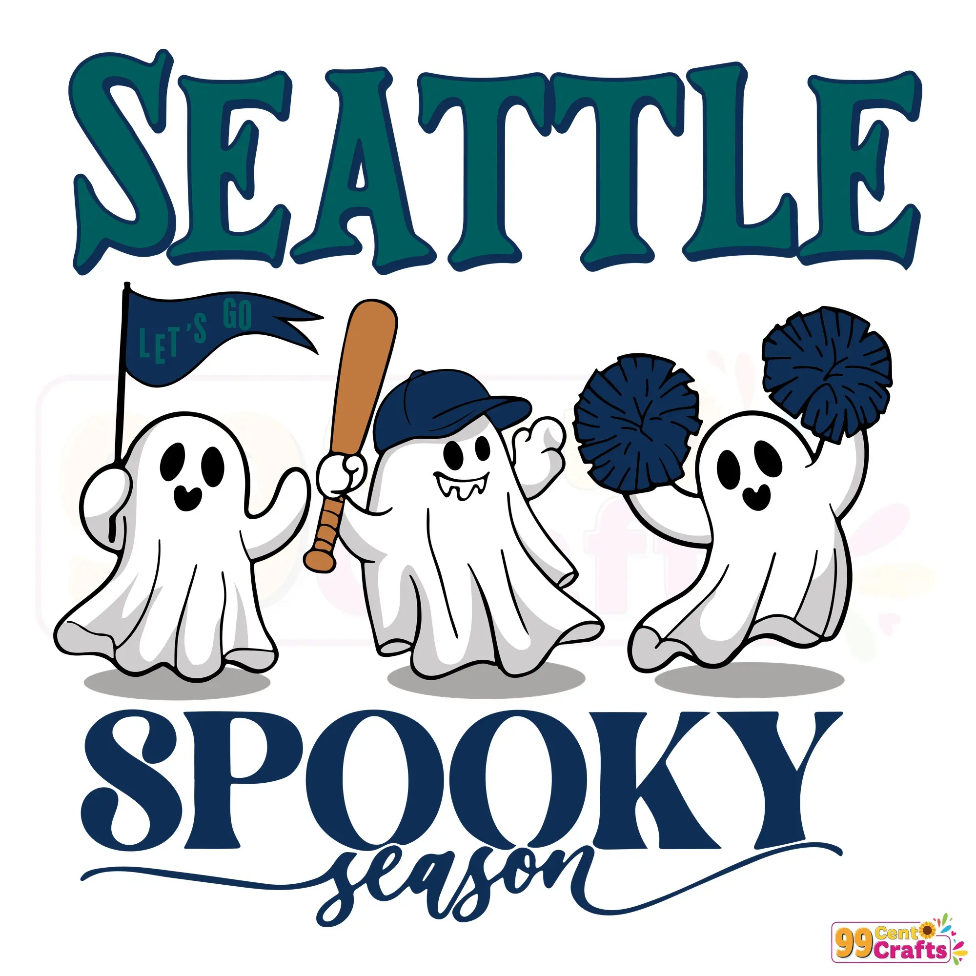 Seattle Mariners spooky season SVG design with Halloween elements for crafting and cutting machines