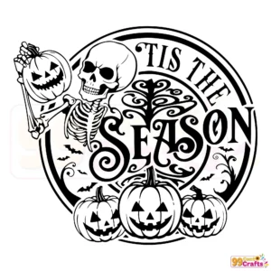 Silhouette Tis The Season Halloween SVG design preview with Halloween themed elements