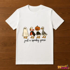 Spooky goose Halloween design printed on t-shirt mockup showing apparel application