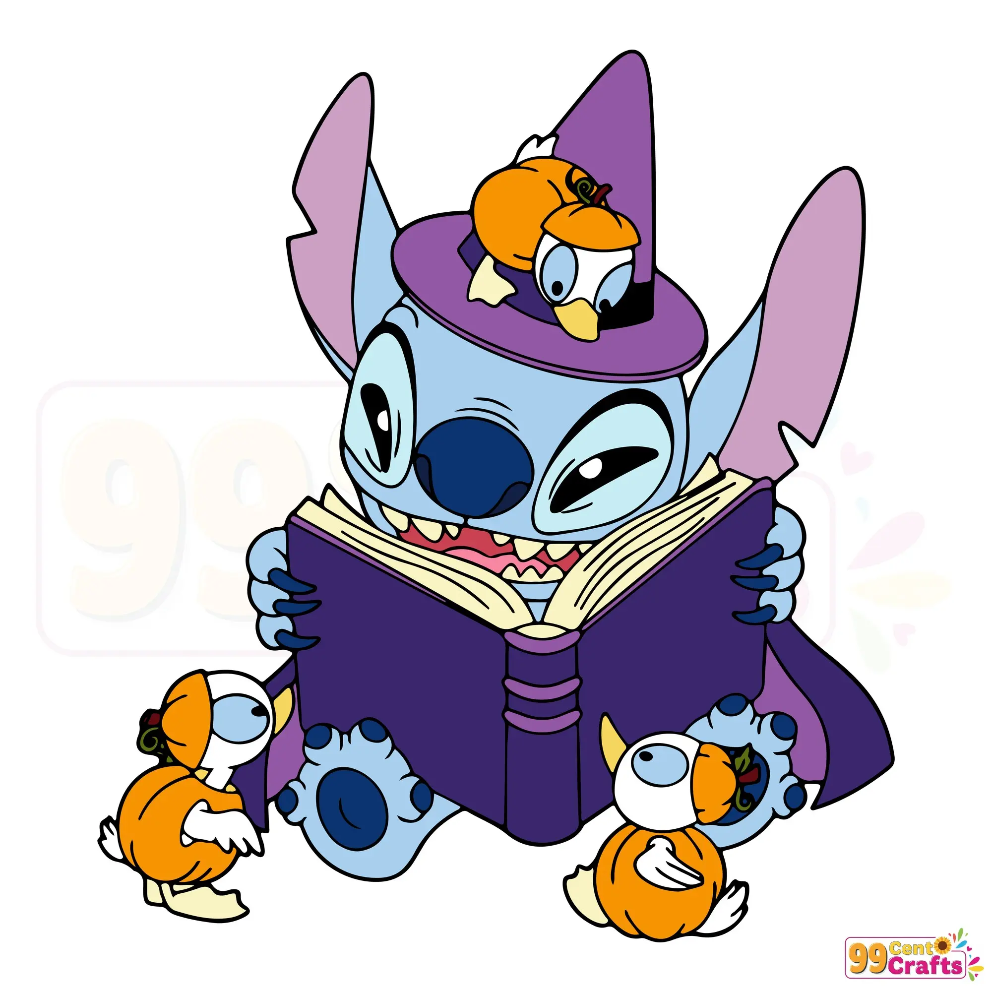 Stitch Witch Halloween SVG design with witch hat and Halloween details