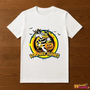 Sylvester Looney Tunes Halloween design on black T-shirt mockup