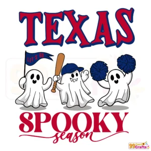 Texas Rangers ghost Halloween SVG design for spooky season baseball crafts and cutting machines