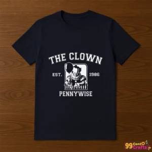 Pennywise The Clown Est 1986 printed on a T-shirt mockup