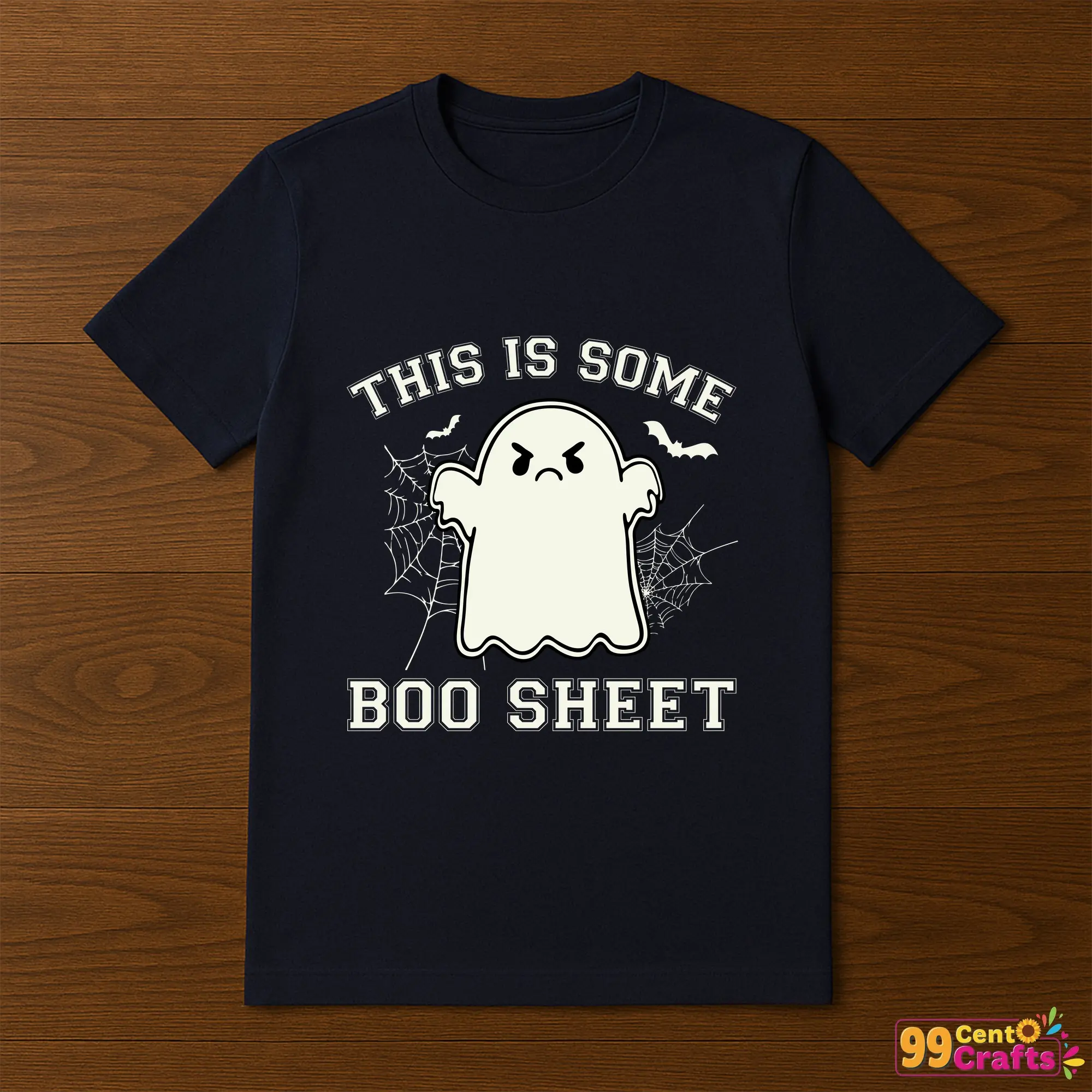 This Is Some Boo Sheet Halloween ghost design printed on t-shirt mockup for Cricut crafting