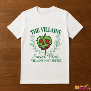 Villains Do It Better design on a Halloween themed T-shirt mockup